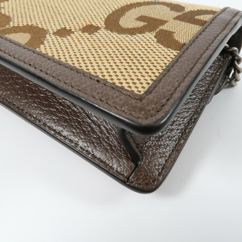 GUCCI 帆布/牛皮皮革Dionysus銀扣鏈帶肩背袋-6