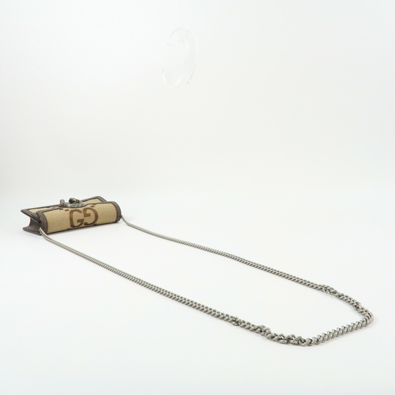 GUCCI 帆布/牛皮皮革Dionysus銀扣鏈帶肩背袋-7