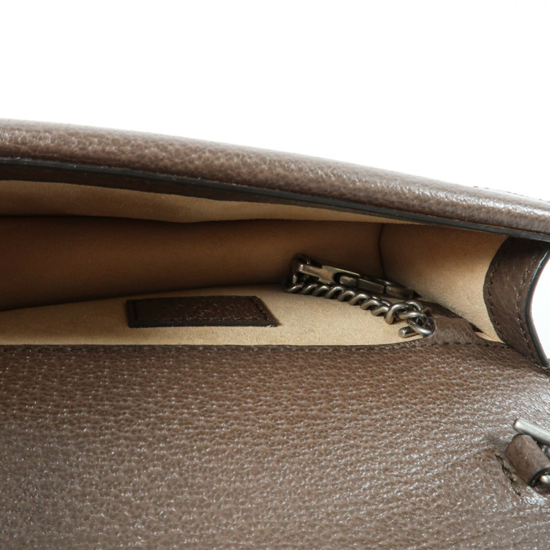 GUCCI 帆布/牛皮皮革Dionysus銀扣鏈帶肩背袋-10