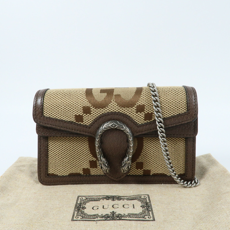GUCCI 帆布/牛皮皮革Dionysus銀扣鏈帶肩背袋-13