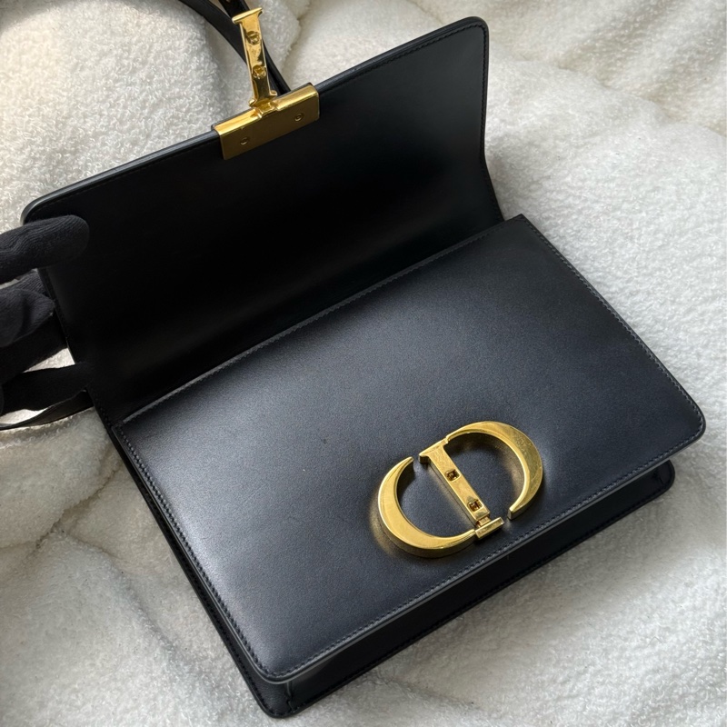 Dior 黑色全皮Montaigne 蒙田30單肩斜背包-11