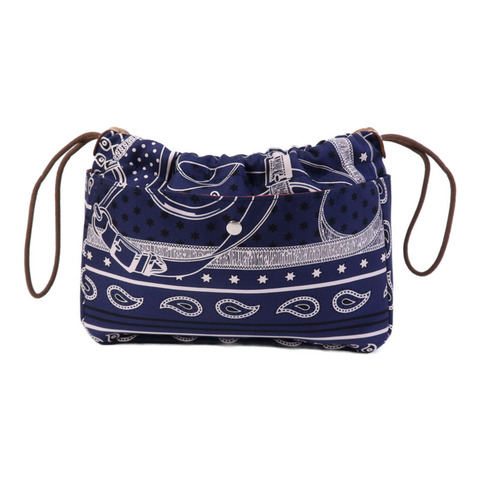 HERMES 【Hermes Fair】絲質Bag In Bag銀扣手拿包