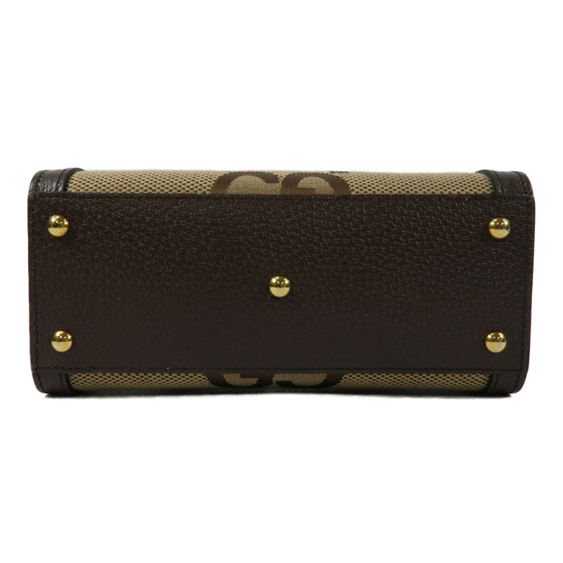 GUCCI 帆布/牛皮皮革Mini Diana Jumbo GG金扣手挽肩背兩用袋-3