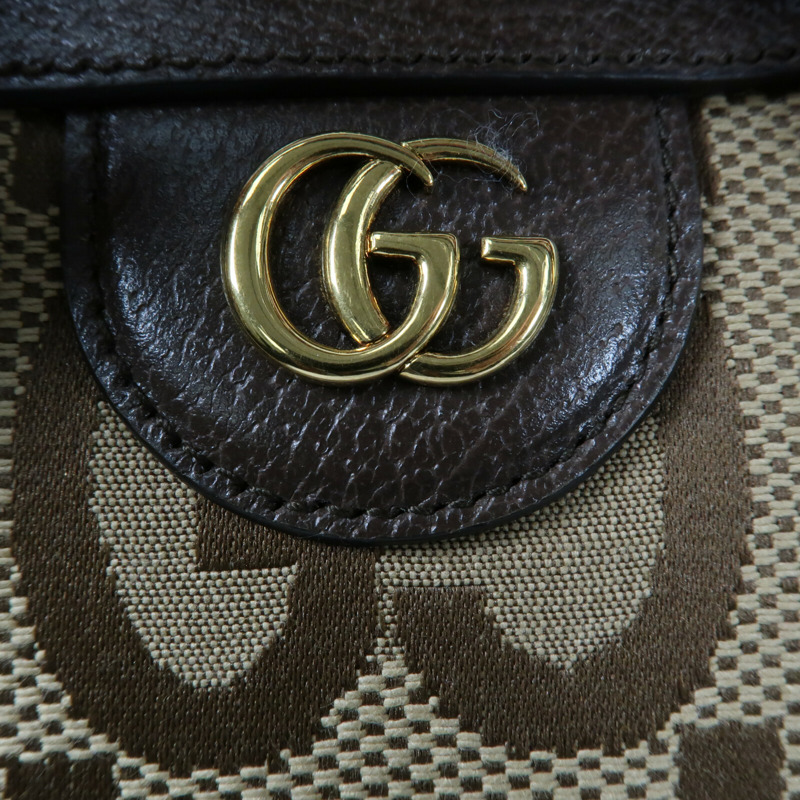 GUCCI 帆布/牛皮皮革Mini Diana Jumbo GG金扣手挽肩背兩用袋-9