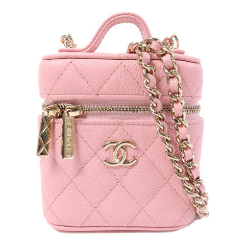 CHANEL 牛皮皮革Mini Vanity Case金扣鏈帶肩背袋