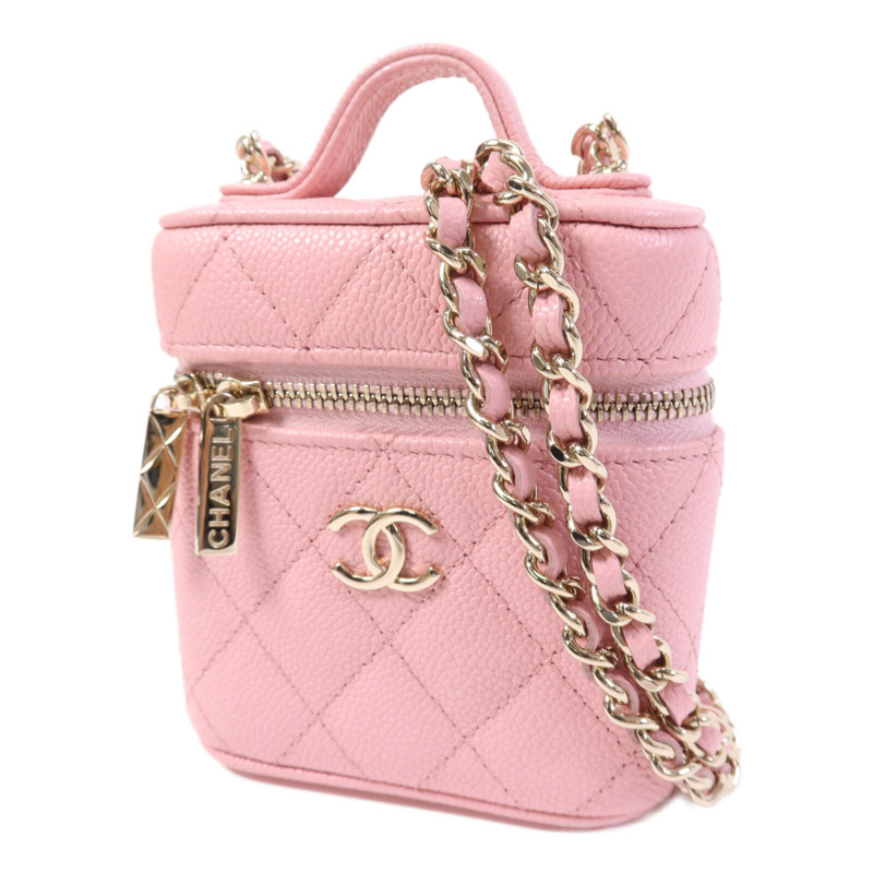 CHANEL 牛皮皮革Mini Vanity Case金扣鏈帶肩背袋-2