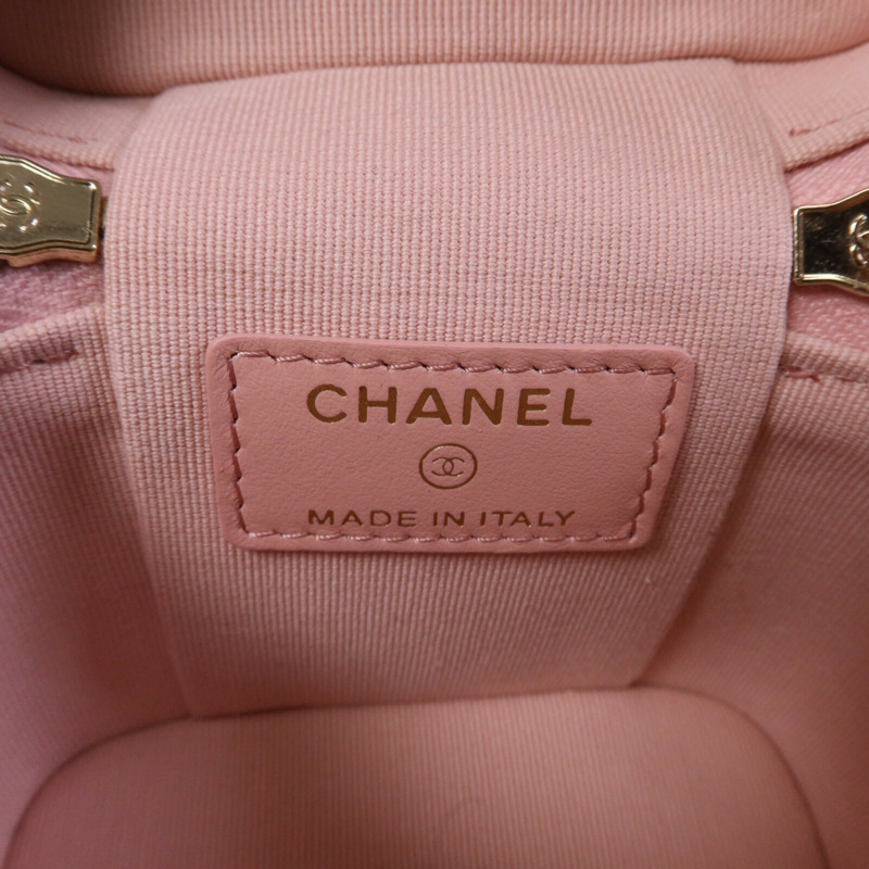 CHANEL 牛皮皮革Mini Vanity Case金扣鏈帶肩背袋-5