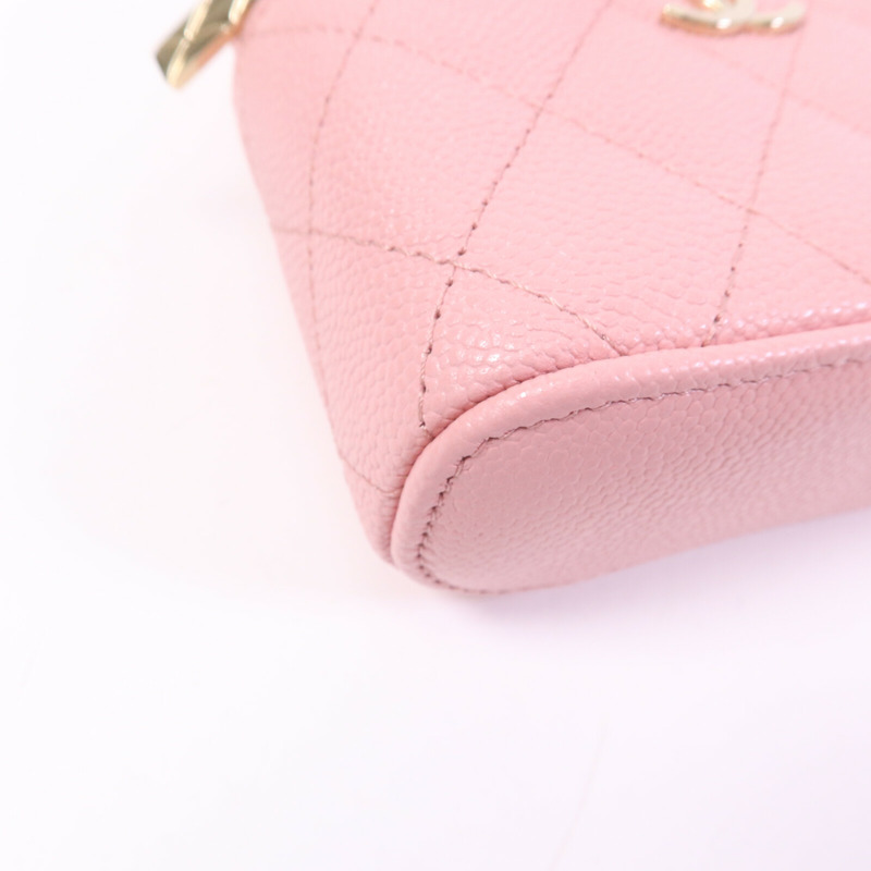 CHANEL 牛皮皮革Mini Vanity Case金扣鏈帶肩背袋-11