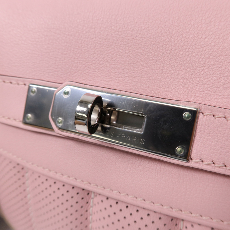 HERMES Swift皮革Mini Berline銀扣肩背袋Argile/Rose Sakura-6