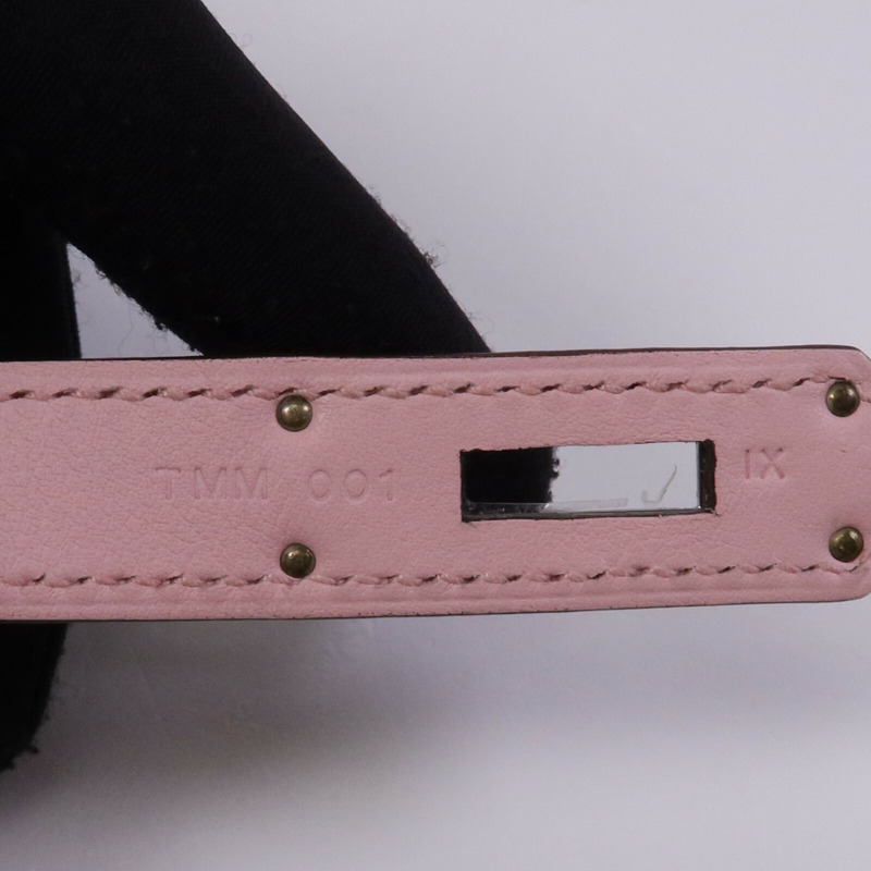 HERMES Swift皮革Mini Berline銀扣肩背袋Argile/Rose Sakura-7