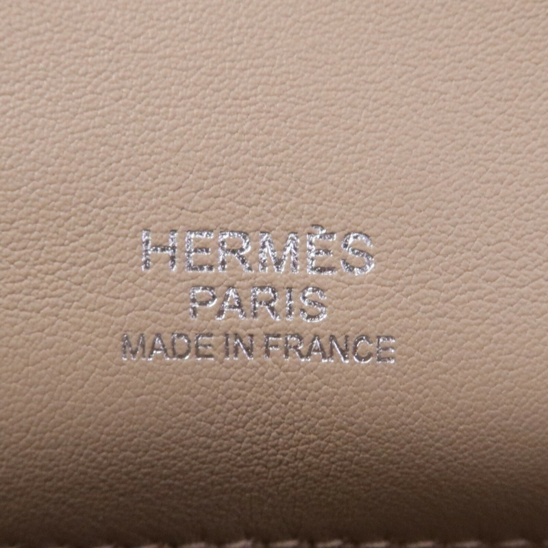 HERMES Swift皮革Mini Berline銀扣肩背袋Argile/Rose Sakura-16