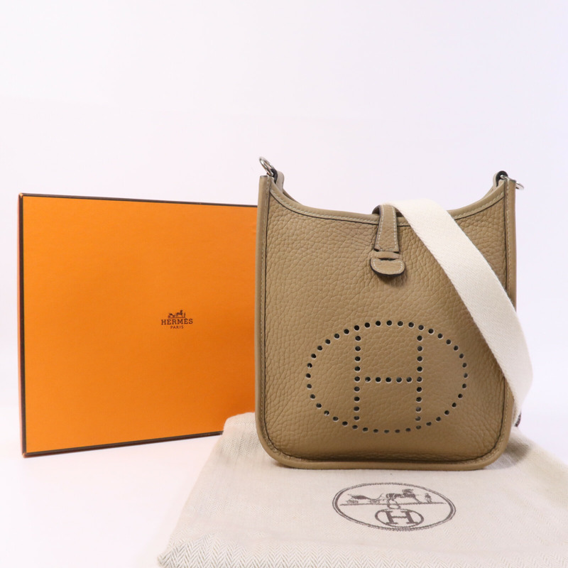 HERMES Clemence皮革Evelyne TPM銀扣肩背袋-9