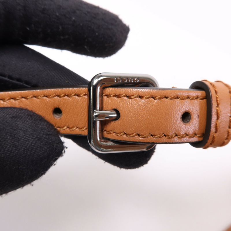 GUCCI 牛皮皮革Shoulder Bag銀扣肩背袋-6