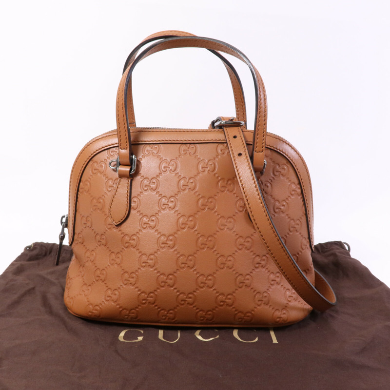 GUCCI 牛皮皮革Shoulder Bag銀扣肩背袋-9