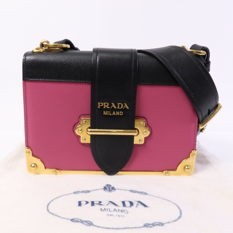 PRADA 牛皮皮革Cahier金扣肩背袋-10