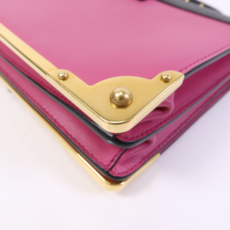 PRADA 牛皮皮革Cahier金扣肩背袋-13