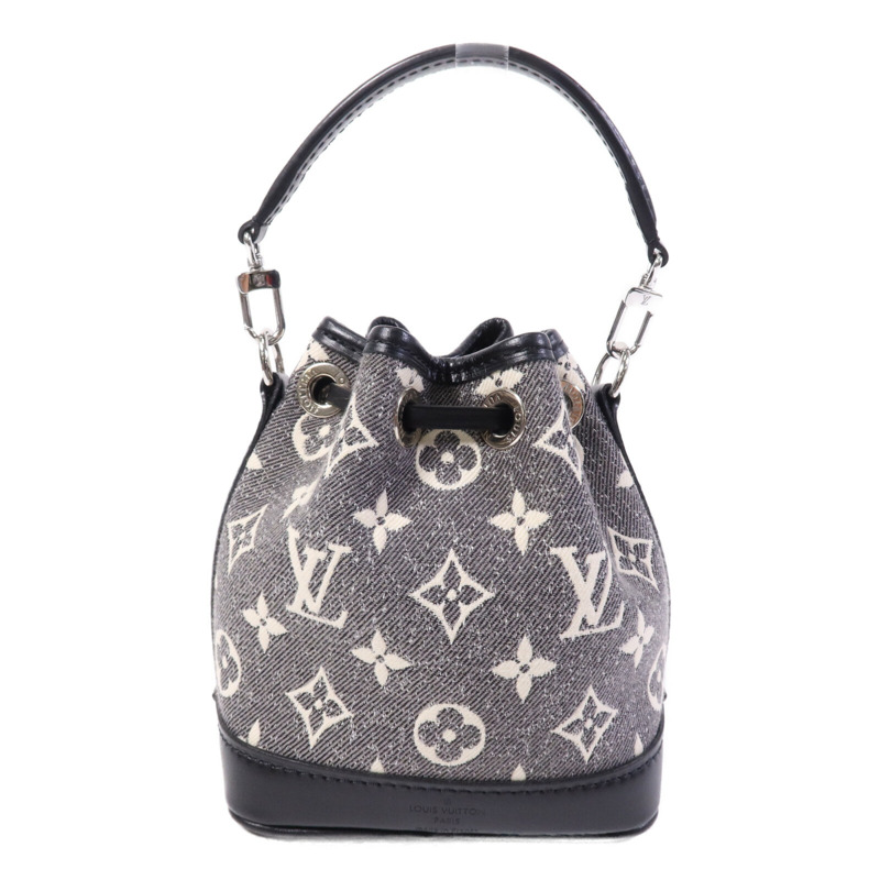 LOUIS VUITTON Jarquard Denim Nano Noe銀扣手挽肩背兩用袋-1