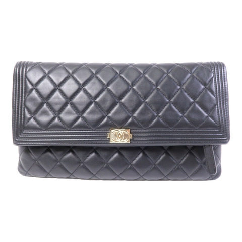 CHANEL 羊皮皮革Boy Chanel Clutch金扣手拿包