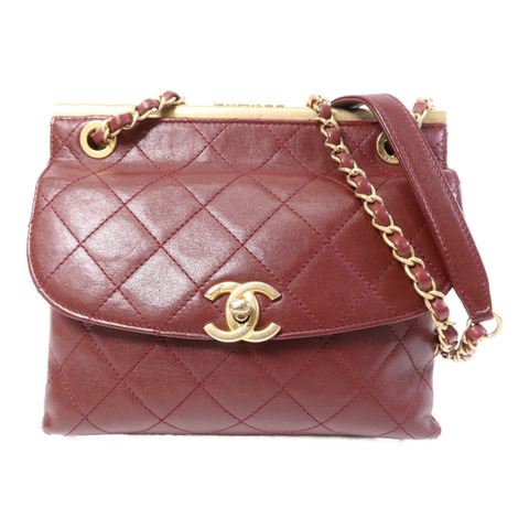 CHANEL 牛皮皮革Chain Shoulder Bag金扣鏈帶肩背袋