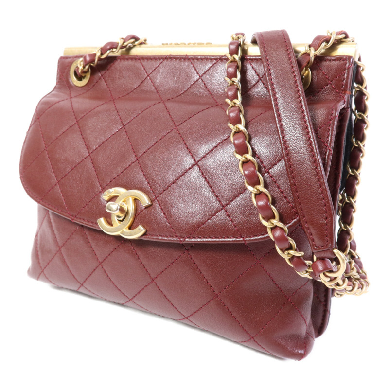 CHANEL 牛皮皮革Chain Shoulder Bag金扣鏈帶肩背袋-2