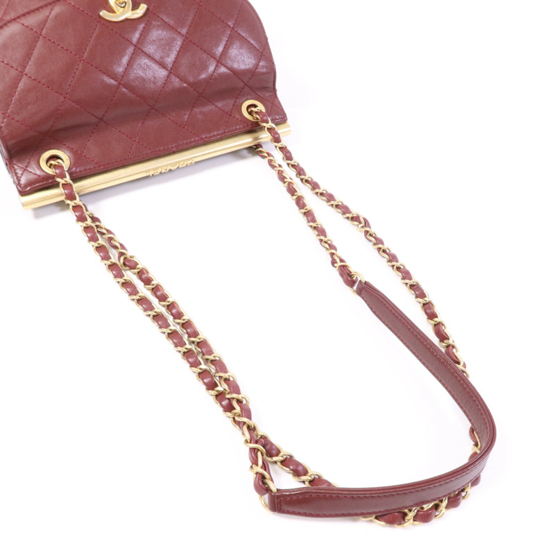 CHANEL 牛皮皮革Chain Shoulder Bag金扣鏈帶肩背袋-8