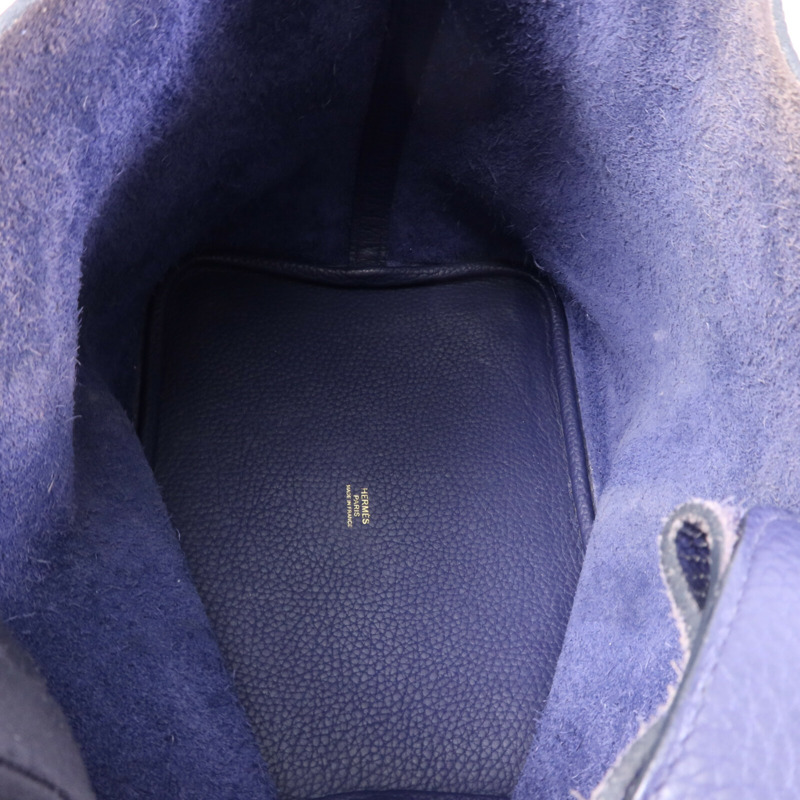 HERMES Clemence皮革Picotin MM金扣手挽袋Bleu Encre-4