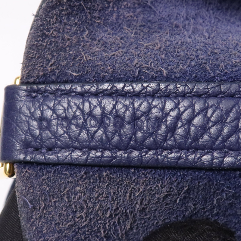 HERMES Clemence皮革Picotin MM金扣手挽袋Bleu Encre-7