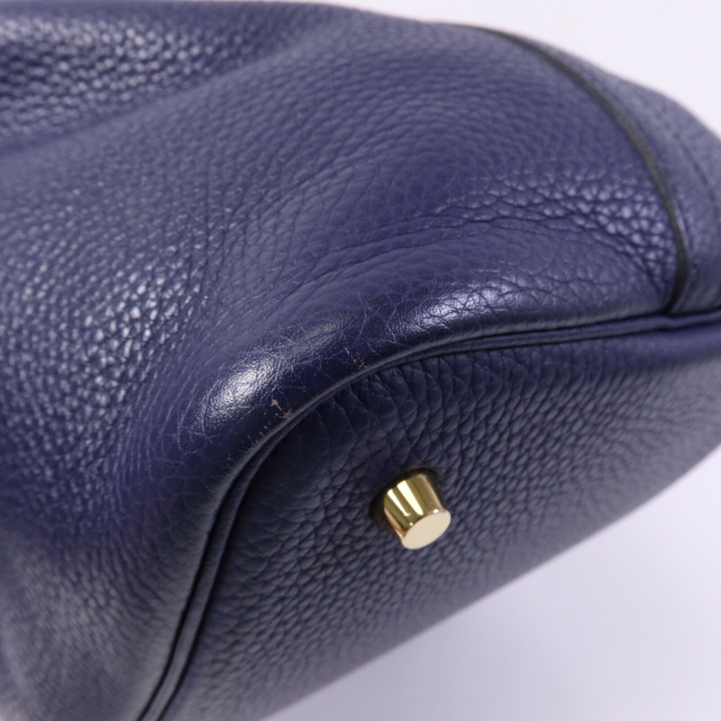 HERMES Clemence皮革Picotin MM金扣手挽袋Bleu Encre-11