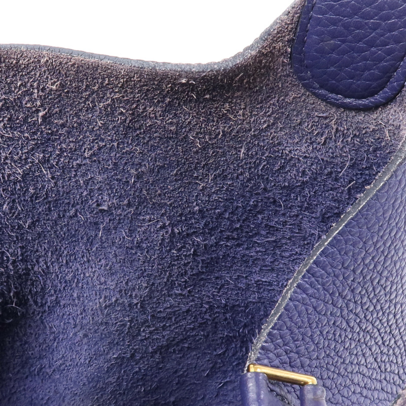 HERMES Clemence皮革Picotin MM金扣手挽袋Bleu Encre-15