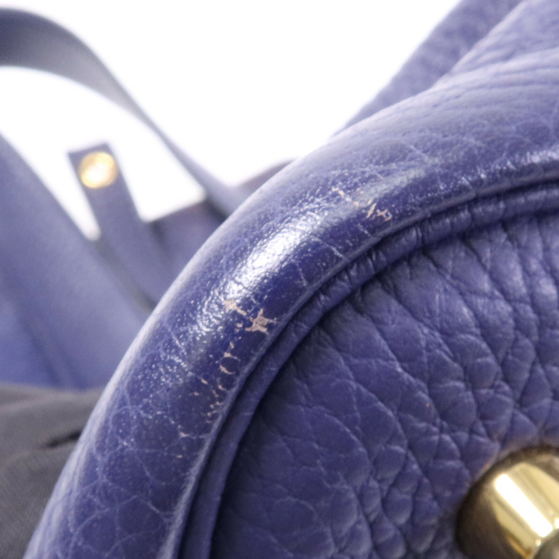 HERMES Clemence皮革Picotin MM金扣手挽袋Bleu Encre-19