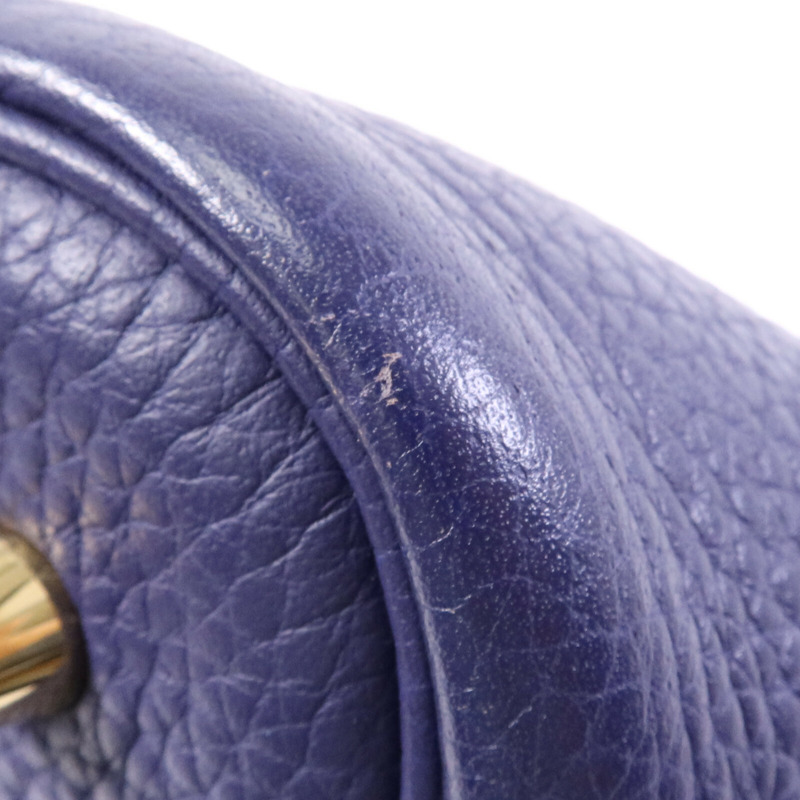 HERMES Clemence皮革Picotin MM金扣手挽袋Bleu Encre-20