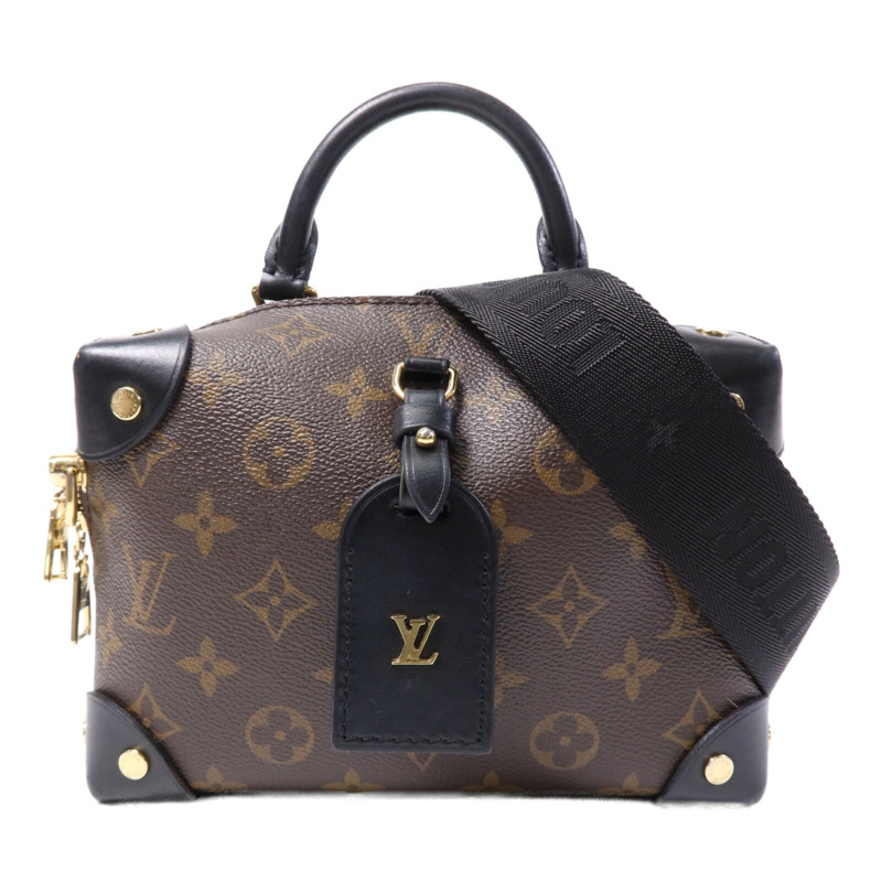 LOUIS VUITTON Monogram Petite Malle Souple金扣手挽肩背兩用袋棕色-0