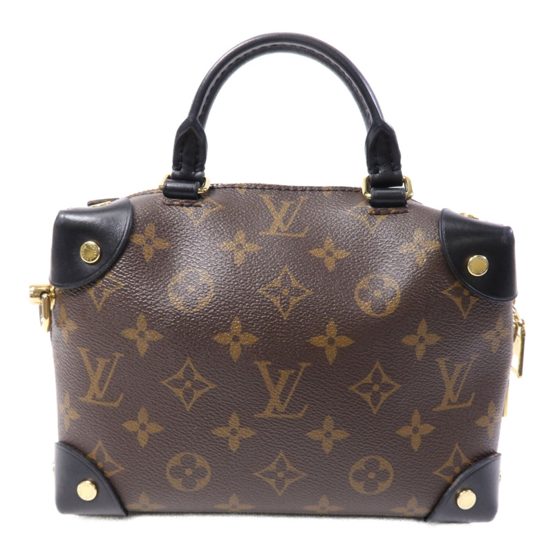 LOUIS VUITTON Monogram Petite Malle Souple金扣手挽肩背兩用袋棕色-1