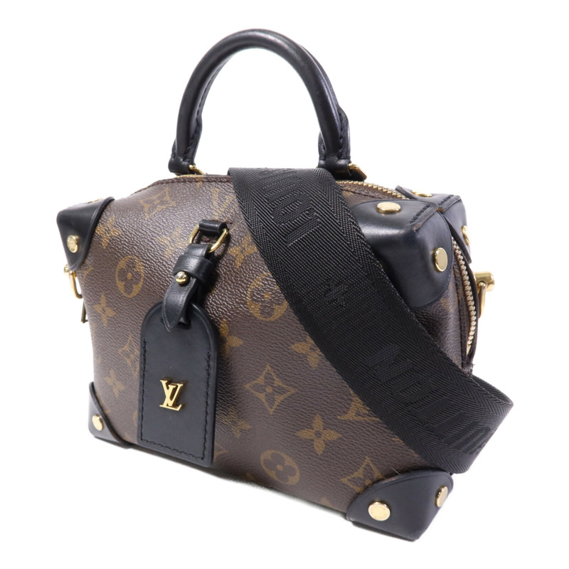 LOUIS VUITTON Monogram Petite Malle Souple金扣手挽肩背兩用袋棕色-2