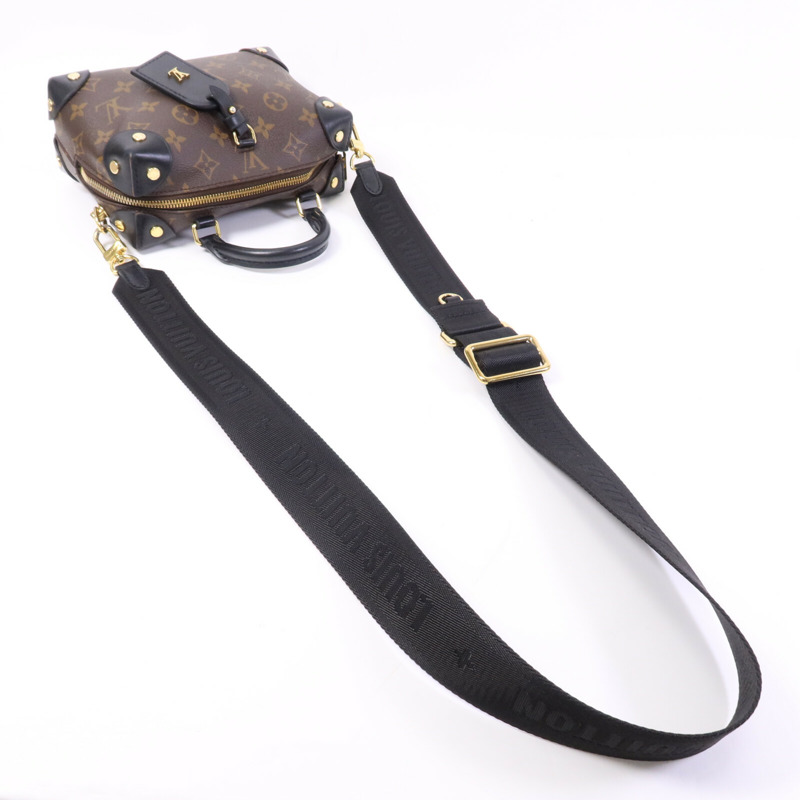 LOUIS VUITTON Monogram Petite Malle Souple金扣手挽肩背兩用袋棕色-8