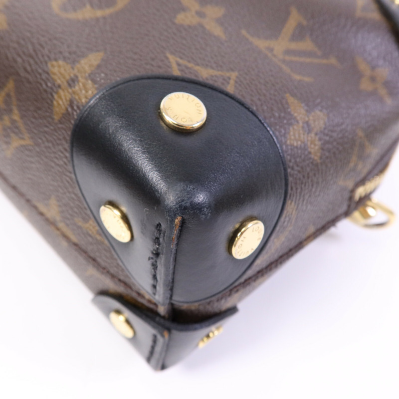 LOUIS VUITTON Monogram Petite Malle Souple金扣手挽肩背兩用袋棕色-9