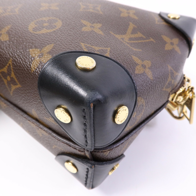 LOUIS VUITTON Monogram Petite Malle Souple金扣手挽肩背兩用袋棕色-11