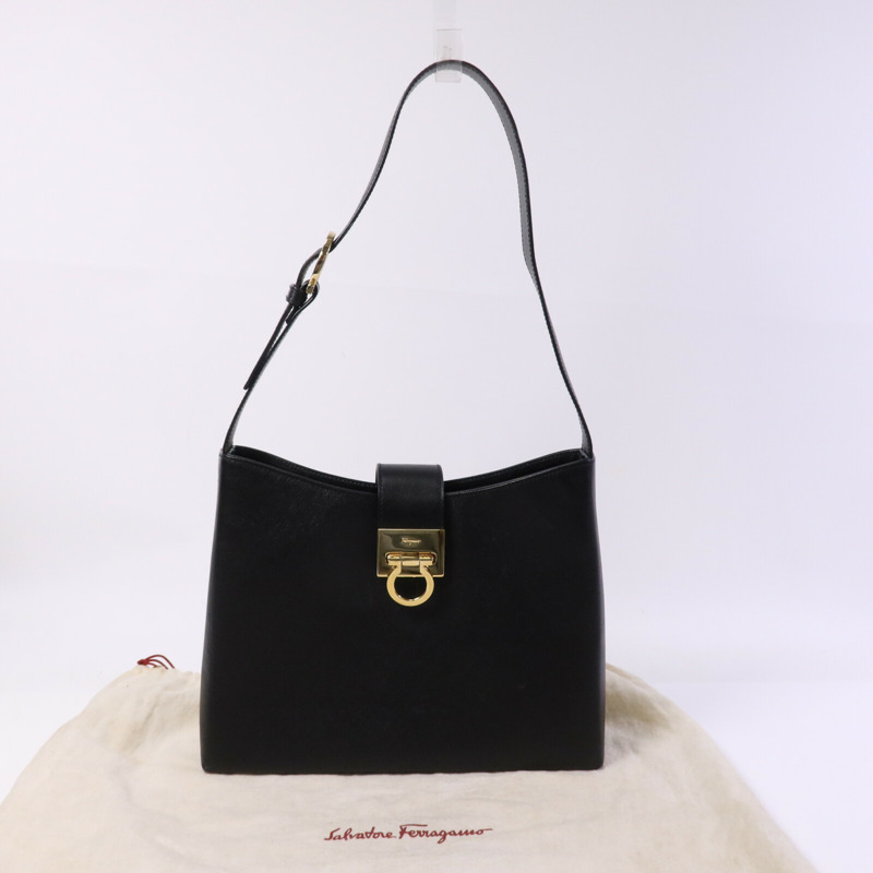 Salvatore Ferragamo 牛皮皮革Gancini金扣肩背袋-8