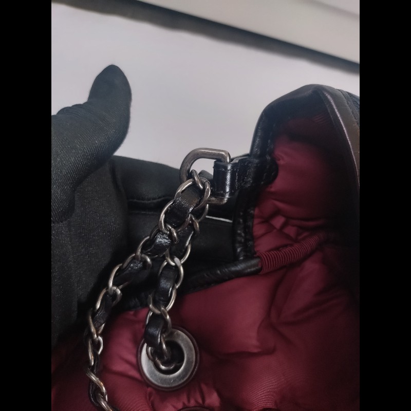 Chanel 霧銀鍊黑皮菱格泡泡口蓋包-24