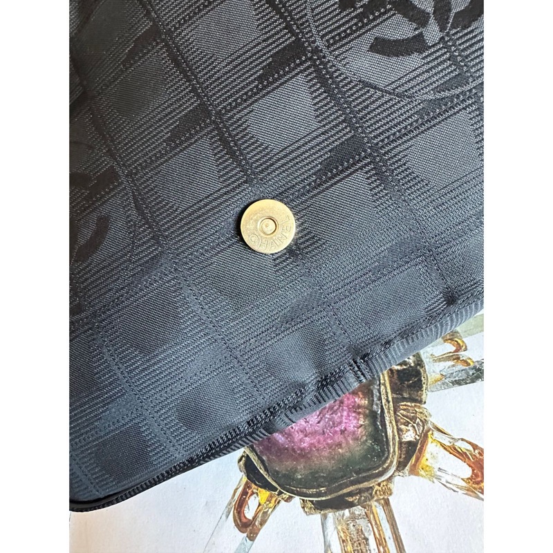 香奈兒 黑色包 黑色冰格包 腰包 斜挎包 後背包 黑色皮革 尼龍 中古包 二手包 古董包 chanel black wasit bag belt bag-18