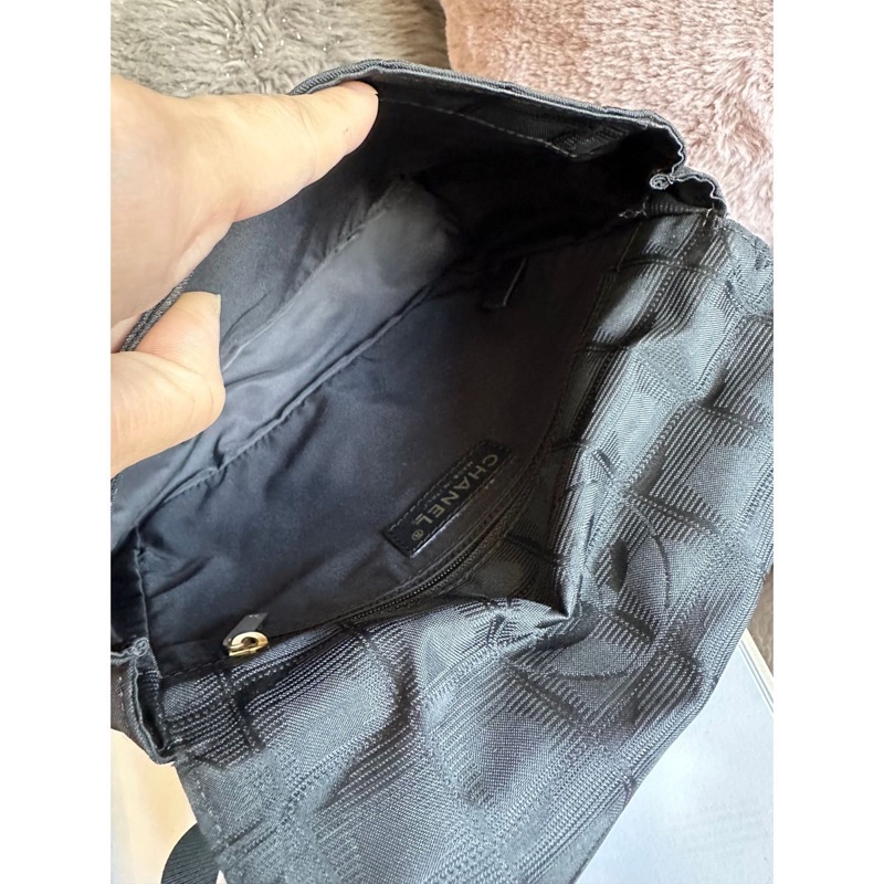 香奈兒 黑色包 黑色冰格包 腰包 斜挎包 後背包 黑色皮革 尼龍 中古包 二手包 古董包 chanel black wasit bag belt bag-19