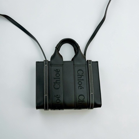 莉亞精品♡ Chloe mini woody 黑皮革 二手美包