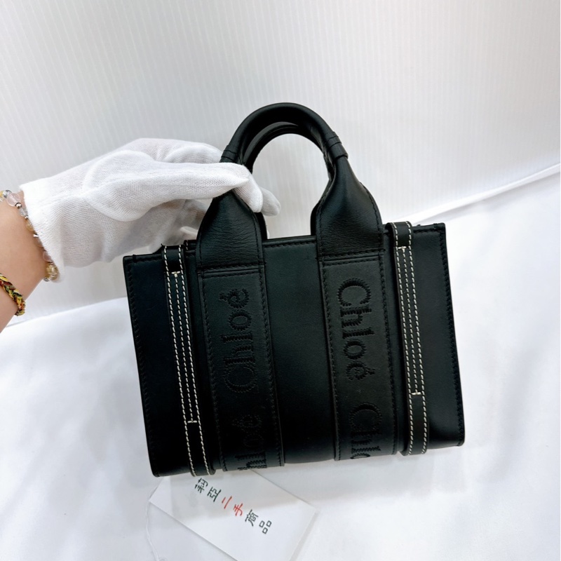 莉亞精品♡ Chloe mini woody 黑皮革 二手美包-2