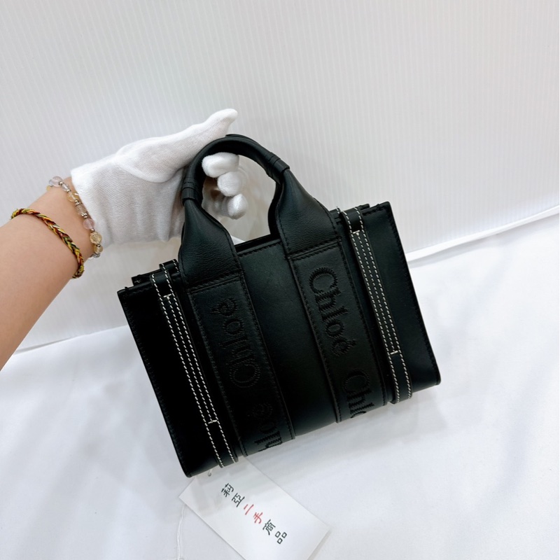 莉亞精品♡ Chloe mini woody 黑皮革 二手美包-4