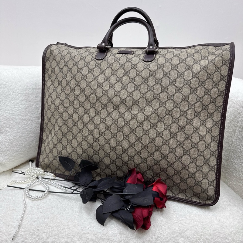 Gucci 古馳 GG supreme 帆布公事包 中古 二手 vintage 狀態良好-0