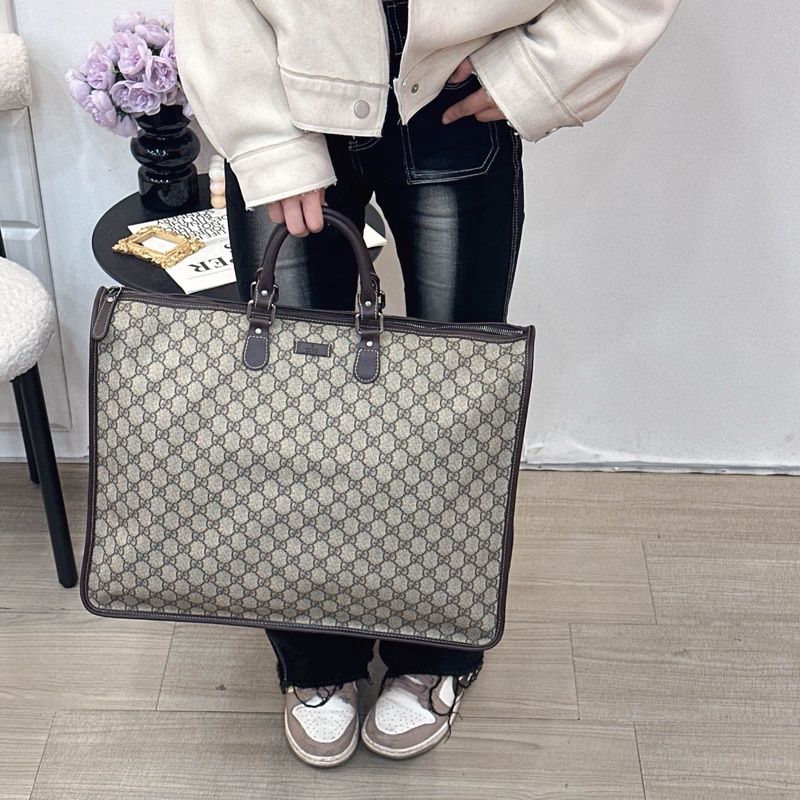 Gucci 古馳 GG supreme 帆布公事包 中古 二手 vintage 狀態良好-2