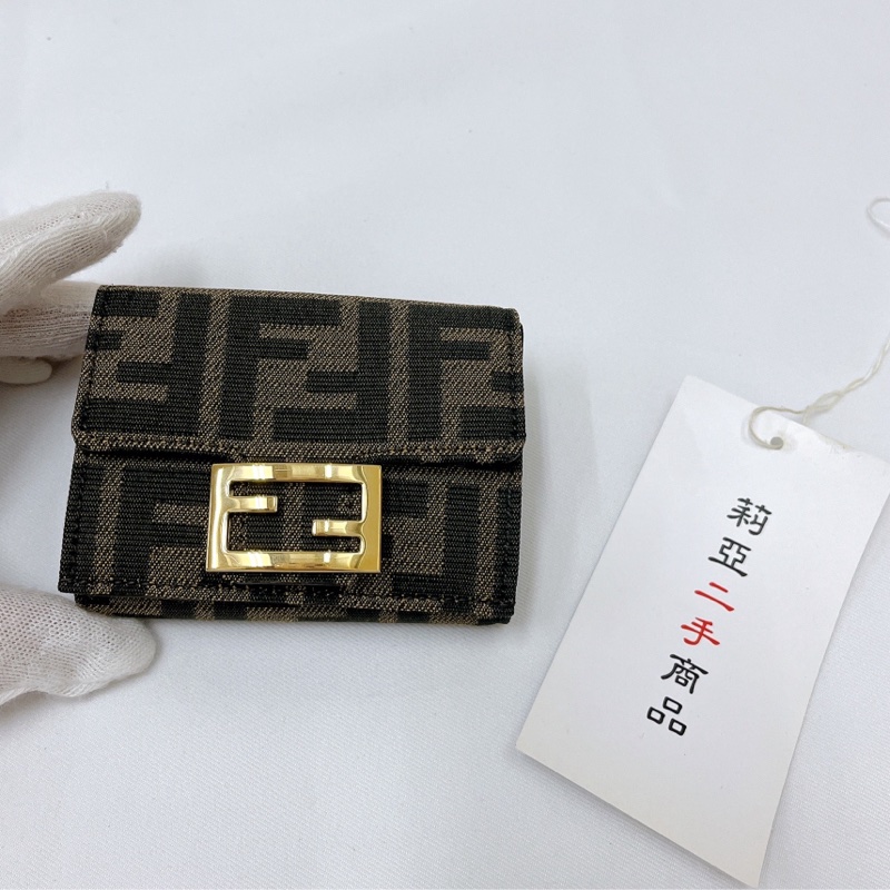 莉亞精品♡ Fendi 老花零錢短夾 二手美夾-1