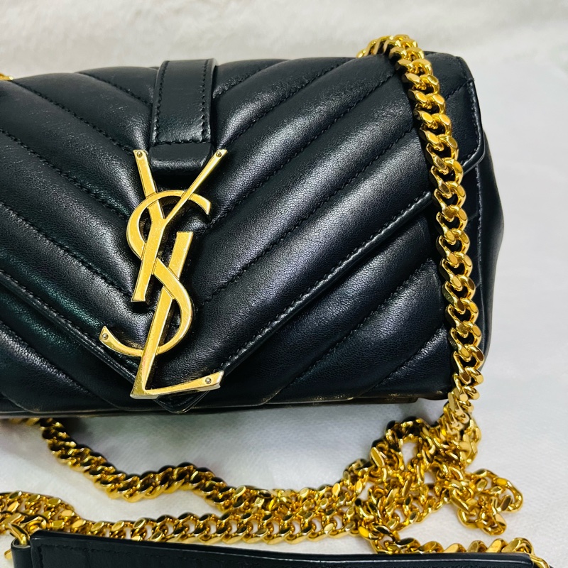 YSL 黑金流蘇包/斜背包/手機包-3