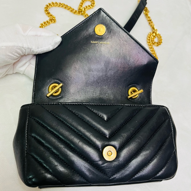 YSL 黑金流蘇包/斜背包/手機包-12