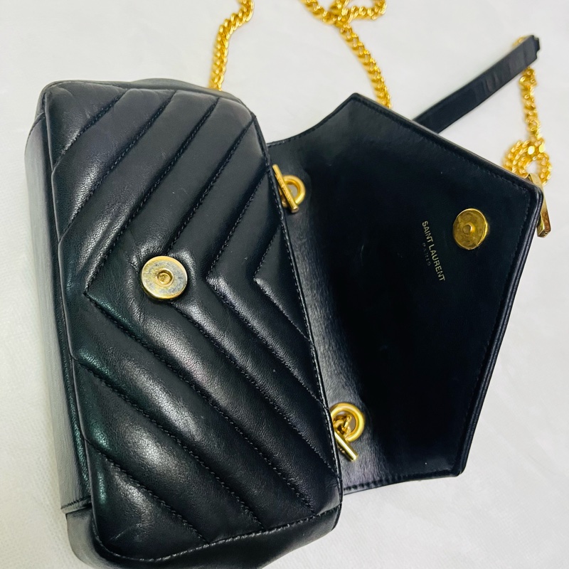 YSL 黑金流蘇包/斜背包/手機包-13